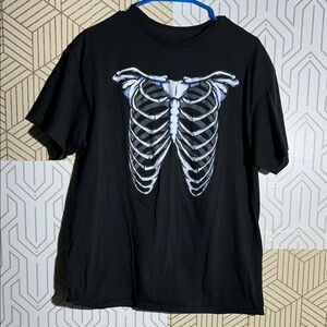 Sugar Flower Black Skeleton Ribcage Graphic T-Shirt